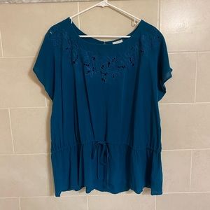 Ava & Viv Blouse with Floral Cut Outs